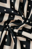 Yellow Casual Print Patchwork Turndown Collar Long Sleeve Two Pieces