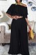 Black Casual Solid Patchwork Off the Shoulder Half Sleeve Two Pieces