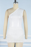 Red Sexy Casual Solid Patchwork Backless Oblique Collar Sleeveless Two Pieces