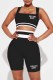Black Street Print Letter Square Collar Sleeveless Two Pieces
