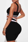 Pink Street Print Letter Square Collar Sleeveless Two Pieces