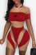 Red Street Print Letter O Neck Rompers