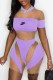 Purple Street Print Letter O Neck Rompers