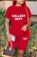 Red Casual Letter Print Basic O Neck Short Sleeve Two Pieces
