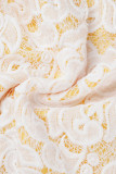 Yellow Elegant Solid Patchwork O Neck Evening Dress Dresses