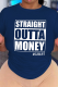 Navy Blue Street Basis Print Letter O Neck T-Shirts