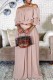 Pink Casual Solid Patchwork Off the Shoulder Half Sleeve Two Pieces