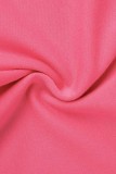 Pink Sexy Casual Solid Backless V Neck Sleeveless Two Pieces