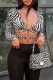 Zebra Sexy Print Bandage V Neck Tops