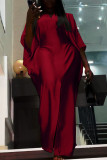 Green Elegant Solid Patchwork Slit O Neck Evening Dress Dresses