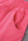 Pink Sexy Casual Solid Backless V Neck Sleeveless Two Pieces