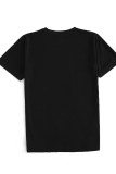 Black Casual Print Basic O Neck T-Shirts