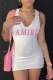 White Sexy Print Letter U Neck One Step Skirt Dresses