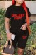 Black Casual Letter Print Basic O Neck Short Sleeve Two Pieces