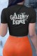 Black Street Print Letter O Neck Plus Size Tops