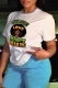 White Street Vintage Print Patchwork O Neck T-Shirts