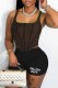 Black Sexy Print See-through U Neck Sleeveless Two Pieces