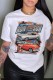 White Casual Print Basic O Neck T-Shirts