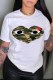 White Casual Print Patchwork O Neck T-Shirts