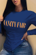 Navy Blue Casual Street Print Patchwork O Neck Tops