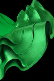 Green Elegant Solid Hollowed Out Patchwork Flounce V Neck Evening Dress Dresses