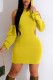 Yellow Sexy Solid Patchwork Backless Hooded Collar Pencil Skirt Dresses