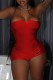 Red Sexy Print Backless Strapless Rompers