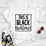 White Casual Letter Print Basic O Neck T-Shirts