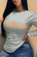 Grey Casual Street Print Patchwork O Neck Tops