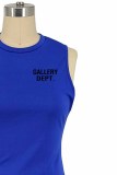Red Street Print Tassel Letter O Neck Sleeveless Two Pieces