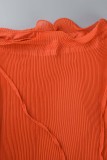 Red Casual Solid Patchwork O Neck Short Sleeve Dress Dresses