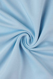 Light Blue Sexy Solid Patchwork Backless Oblique Collar Regular Romper