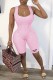Pink Street Print Letter U Neck Rompers