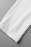 White Casual Solid Basic Zipper Collar Skinny Jumpsuits