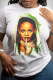White Sexy Street Print Patchwork O Neck T-Shirts