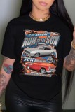 White Casual Print Basic O Neck T-Shirts