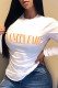 White Casual Street Print Patchwork O Neck Tops