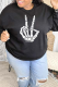 Black Street Vintage Print Patchwork O Neck Tops