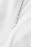 White Casual Solid Basic Zipper Collar Skinny Jumpsuits