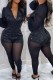 Black Sexy Casual Patchwork Sequins See-through V Neck Skinny Jumpsuits