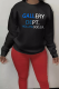 Black Casual Daily Print Patchwork Letter O Neck Tops