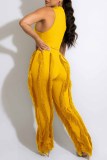 Red Street Print Tassel Letter O Neck Sleeveless Two Pieces