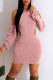 Pink Sexy Solid Patchwork Backless Hooded Collar Pencil Skirt Dresses