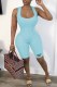 Light Blue Street Print Letter U Neck Rompers