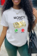 White Street Daily Print Letter O Neck T-Shirts