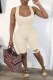 Khaki Street Print Letter U Neck Rompers