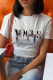 White Sexy Street Print Patchwork Letter O Neck T-Shirts