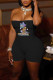 Black Sexy Print Patchwork Strapless Skinny Rompers