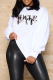 White Casual Street Print Patchwork O Neck Tops