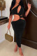 Black Sexy Solid Hollowed Out Patchwork Oblique Collar Pencil Skirt Dresses